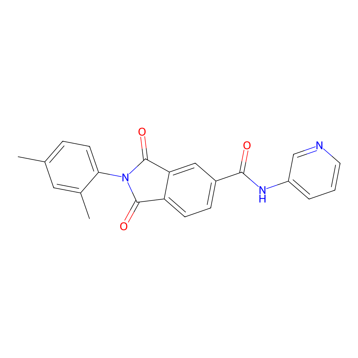 2-(2,4-dimethylphenyl)-1,3-dioxo-N-pyridin-3-ylisoindole-5-carboxamide molecular structure, CAS 434292-09-8