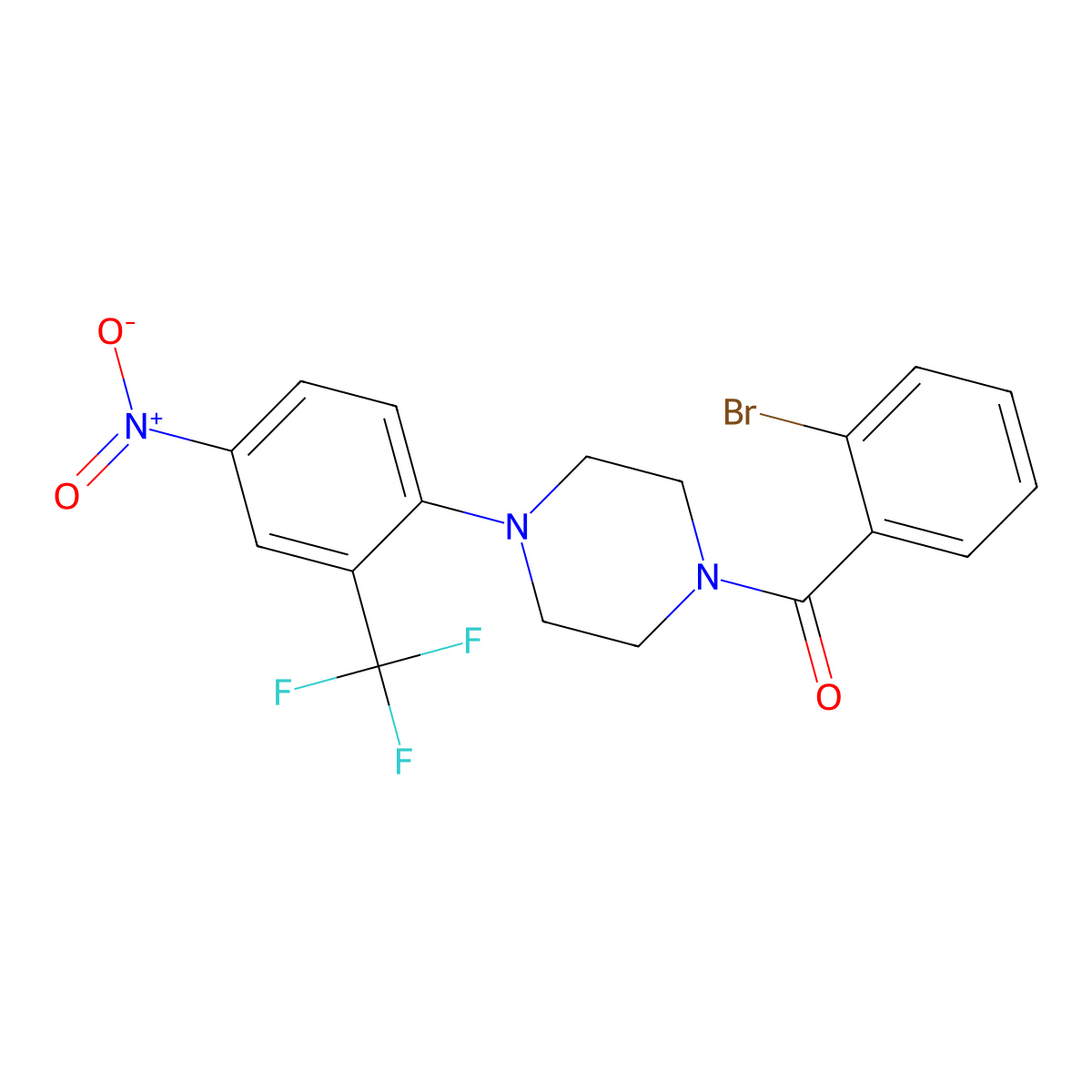 (2-Bromophenyl)-[4-[4-nitro-2-(trifluoromethyl)phenyl]piperazin-1-yl]methanone molecular structure, CAS 434292-13-4