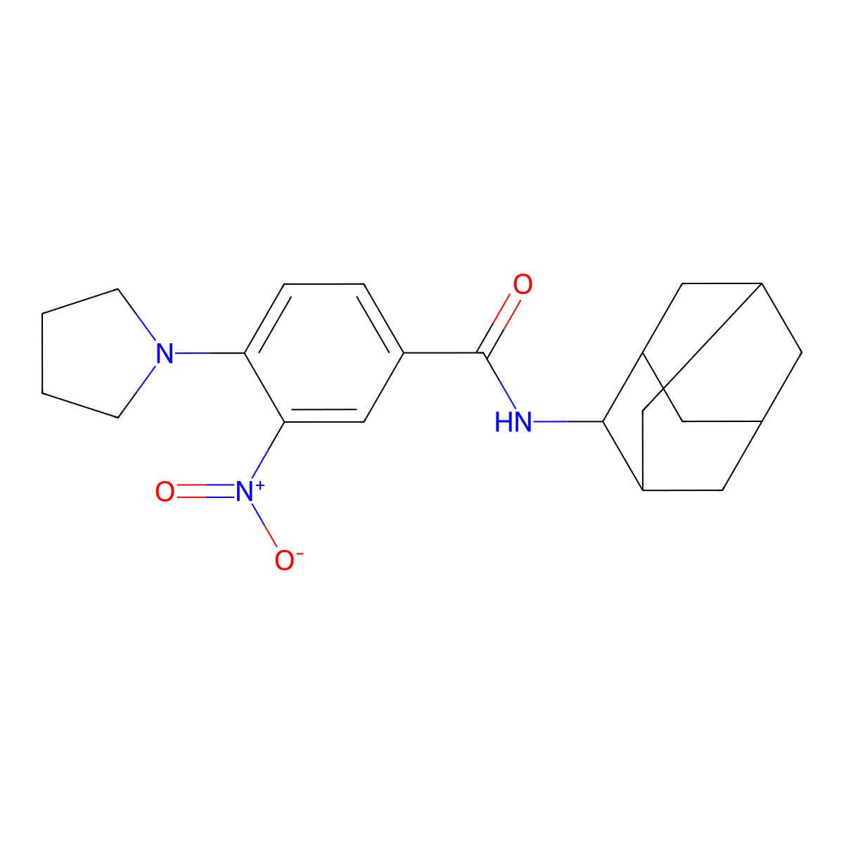 N-(2-adamantyl)-3-nitro-4-pyrrolidin-1-ylbenzamide molecular structure, CAS 434292-76-9