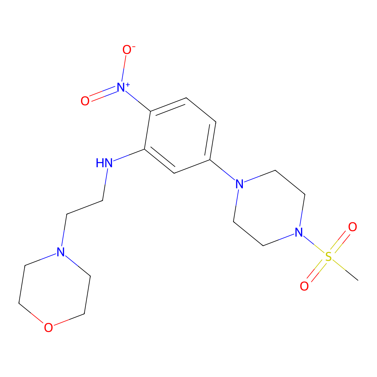 5-(4-methylsulfonylpiperazin-1-yl)-N-(2-morpholin-4-ylethyl)-2-nitroaniline molecular structure, CAS 434292-88-3