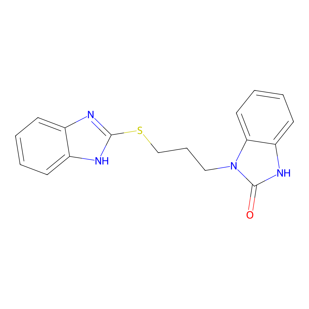 1-[3-(1H-1,3-benzodiazol-2-ylsulfanyl)propyl]-2,3-dihydro-1H-1,3-benzodiazol-2-one molecular structure, CAS 434292-96-3