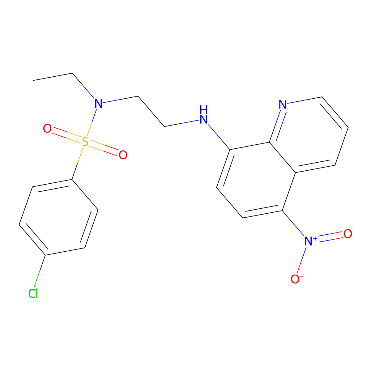 4-chloro-N-ethyl-N-[2-[(5-nitroquinolin-8-yl)amino]ethyl]benzenesulfonamide molecular structure, CAS 434293-00-2