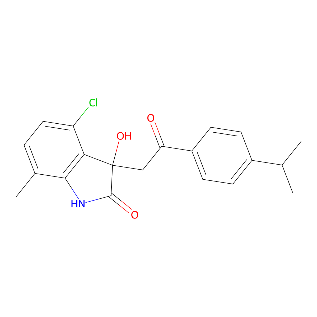 4-chloro-3-hydroxy-7-methyl-3-{2-oxo-2-[4-(propan-2-yl)phenyl]ethyl}-1,3-dihydro-2H-indol-2-one molecular structure, CAS 434293-16-0