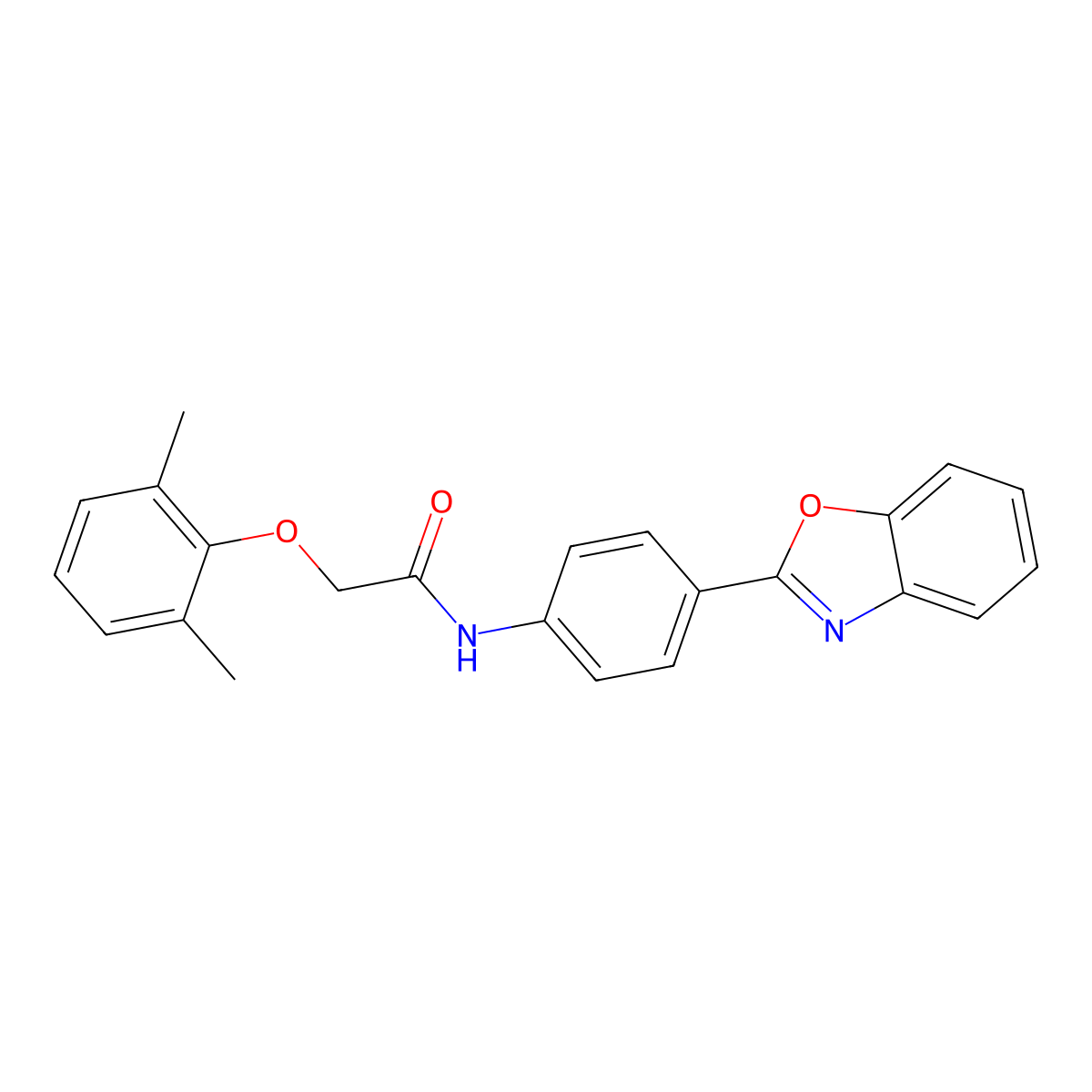 N-[4-(1,3-benzoxazol-2-yl)phenyl]-2-(2,6-dimethylphenoxy)acetamide molecular structure, CAS 434293-27-3