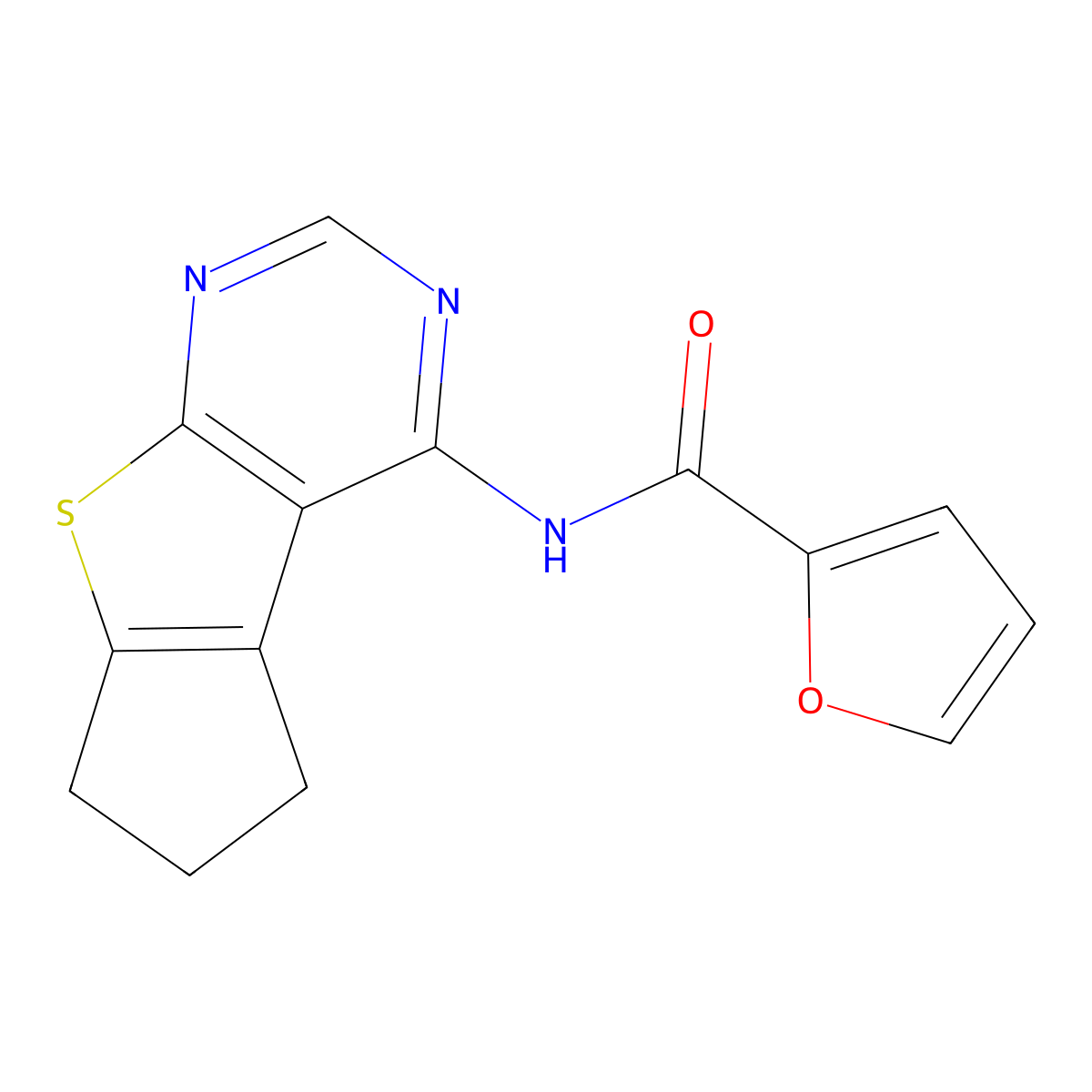 N-(6,7-dihydro-5H-cyclopenta[4,5]thieno[2,3-d]pyrimidin-4-yl)furan-2-carboxamide molecular structure, CAS 434293-47-7