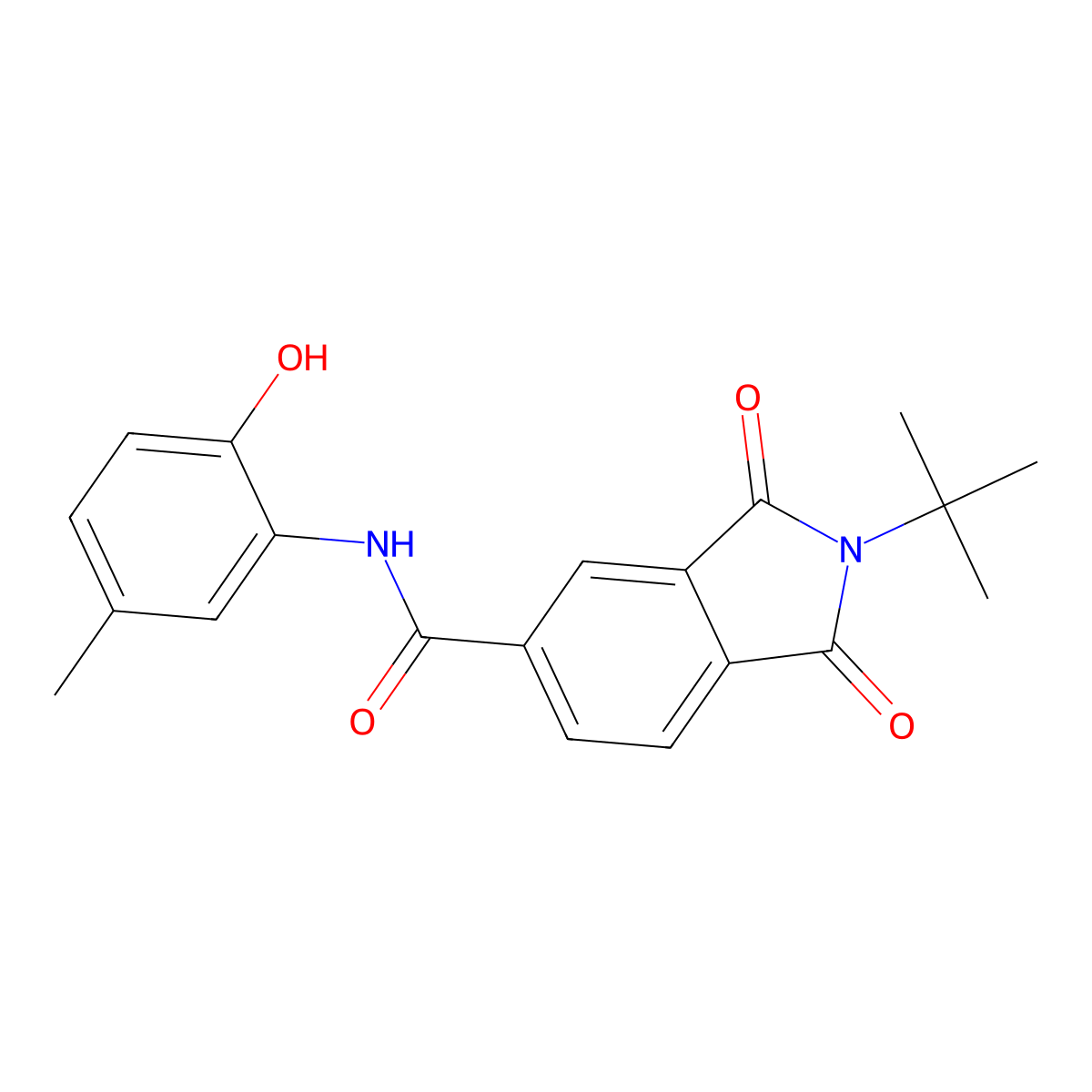 2-tert-butyl-N-(2-hydroxy-5-methylphenyl)-1,3-dioxoisoindole-5-carboxamide molecular structure, CAS 434293-58-0