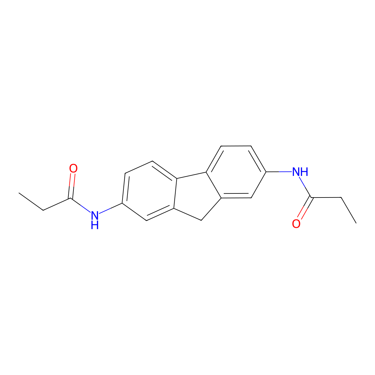 N-[7-(propanoylamino)-9H-fluoren-2-yl]propanamide molecular structure, CAS 434293-70-6