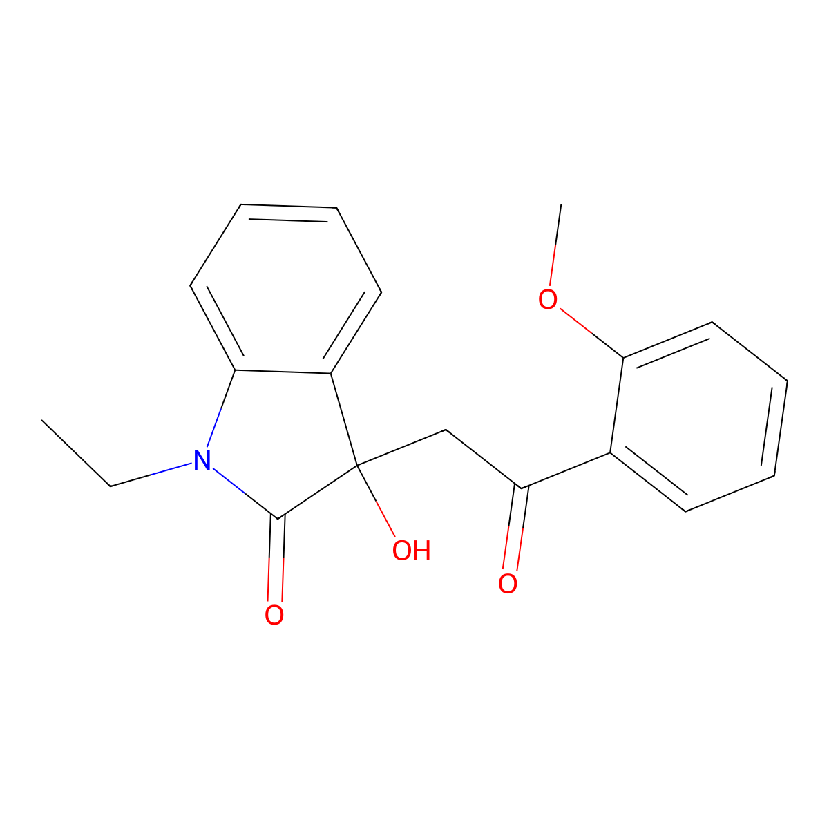 1-ethyl-3-hydroxy-3-[2-(2-methoxyphenyl)-2-oxoethyl]-1,3-dihydro-2H-indol-2-one molecular structure, CAS 434294-37-8