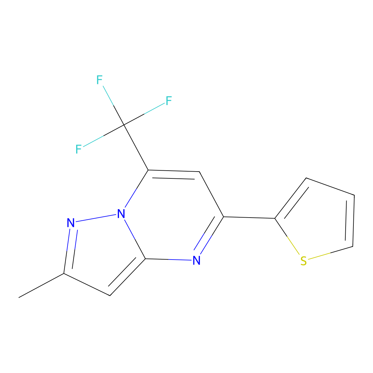 2-Methyl-5-(2-thienyl)-7-(trifluoromethyl)pyrazolo[1,5-a]pyrimidine molecular structure, CAS 434294-44-7