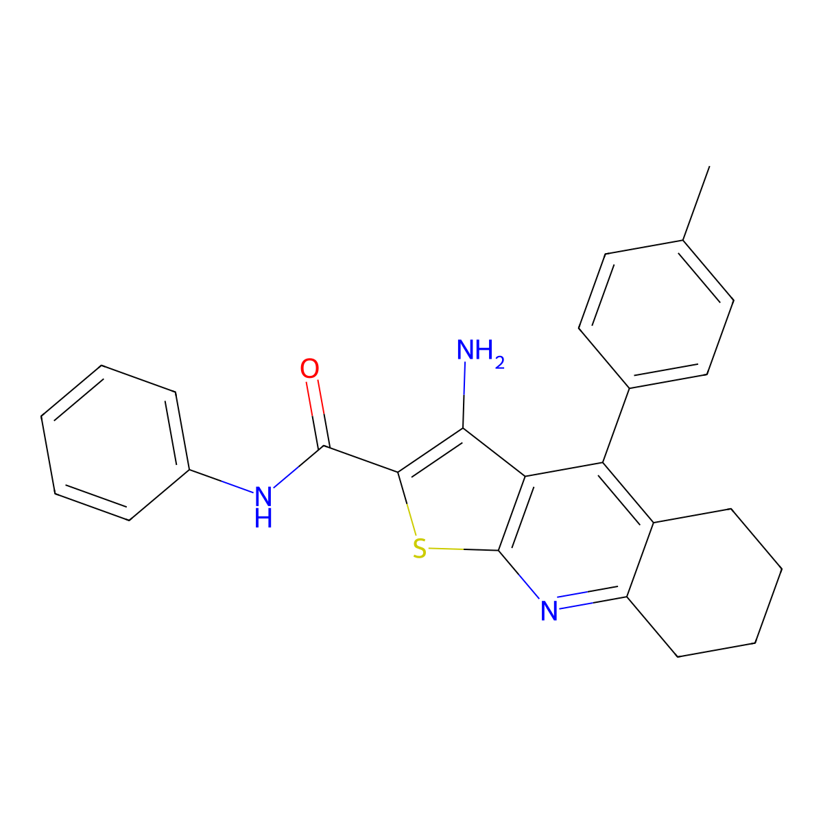 3-amino-4-(4-methylphenyl)-N-phenyl-5,6,7,8-tetrahydrothieno[2,3-b]quinoline-2-carboxamide molecular structure, CAS 434294-87-8