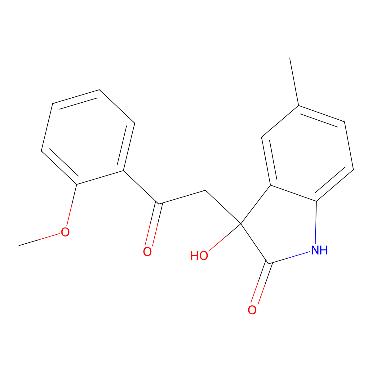 3-hydroxy-3-[2-(2-methoxyphenyl)-2-oxoethyl]-5-methyl-1H-indol-2-one molecular structure, CAS 434295-27-9