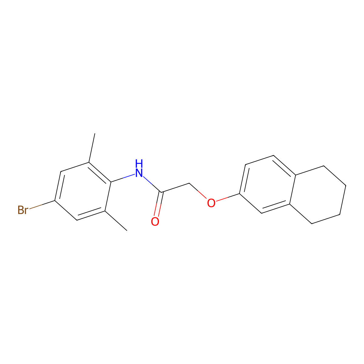 N-(4-bromo-2,6-dimethylphenyl)-2-(5,6,7,8-tetrahydronaphthalen-2-yloxy)acetamide molecular structure, CAS 434295-39-3