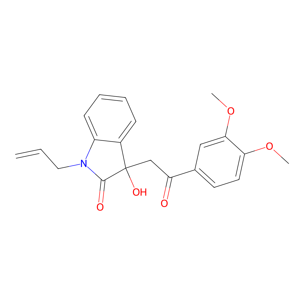 3-[2-(3,4-dimethoxyphenyl)-2-oxoethyl]-3-hydroxy-1-(prop-2-en-1-yl)-1,3-dihydro-2H-indol-2-one molecular structure, CAS 434295-50-8