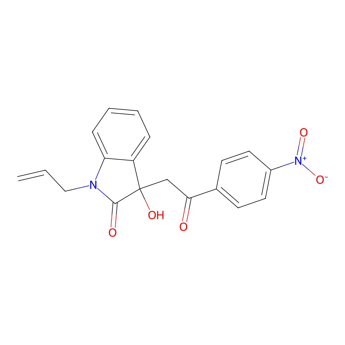3-hydroxy-3-[2-(4-nitrophenyl)-2-oxoethyl]-1-(prop-2-en-1-yl)-1,3-dihydro-2H-indol-2-one molecular structure, CAS 434295-66-6