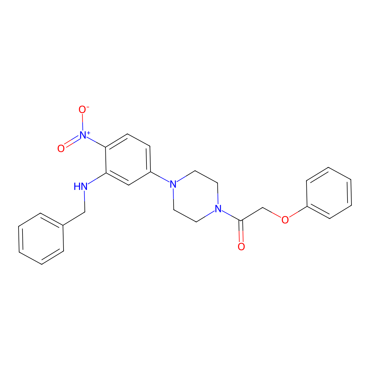1-[4-[3-(Benzylamino)-4-nitrophenyl]piperazin-1-yl]-2-phenoxyethanone molecular structure, CAS 434295-89-3