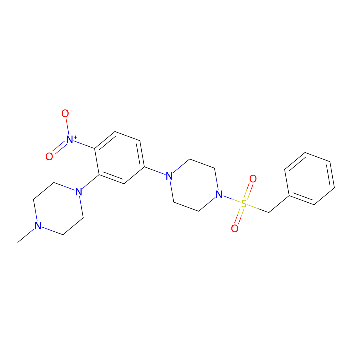 1-[5-(4-Benzylsulfonylpiperazin-1-yl)-2-nitrophenyl]-4-methylpiperazine molecular structure, CAS 434295-97-3