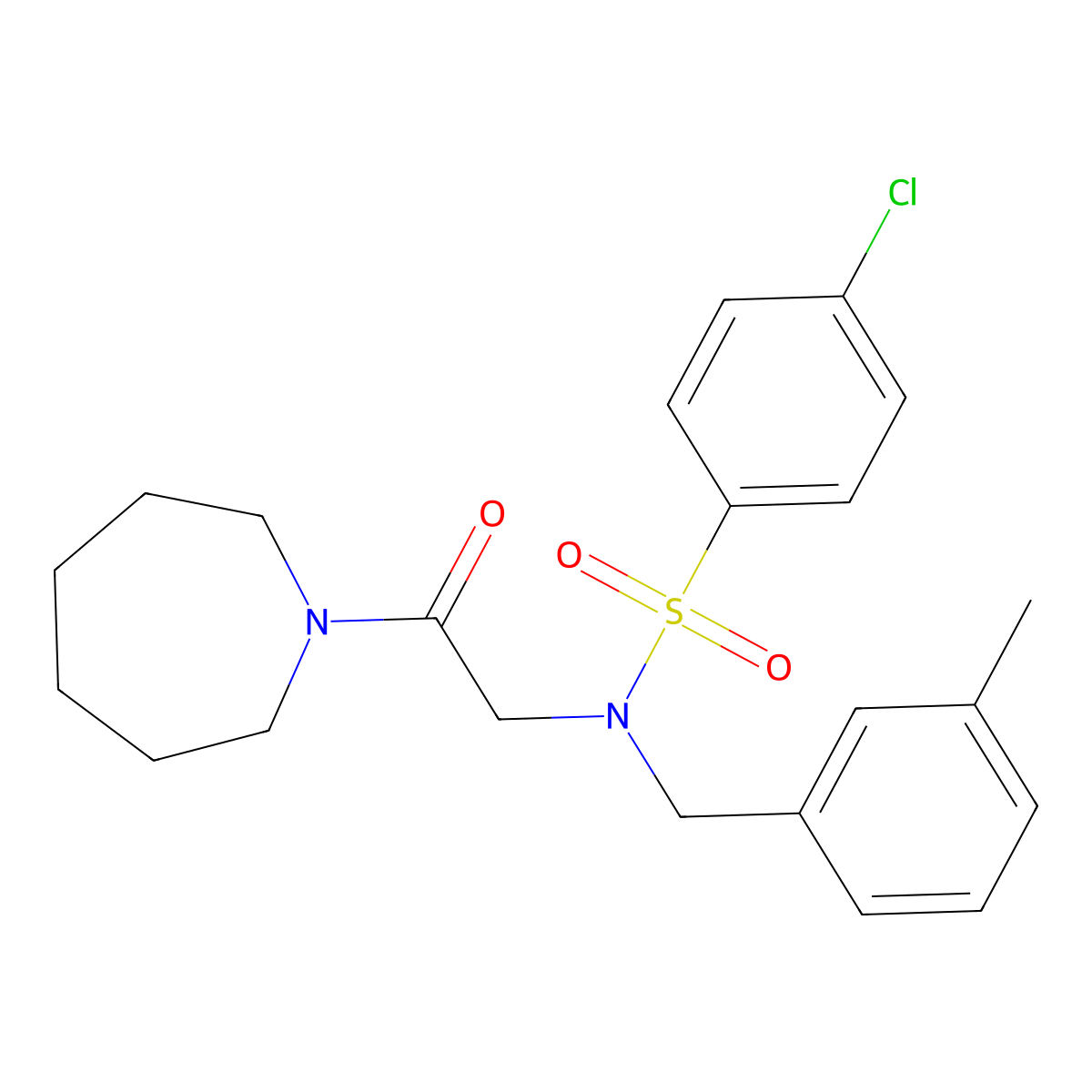 N-[2-(azepan-1-yl)-2-oxoethyl]-4-chloro-N-(3-methylbenzyl)benzenesulfonamide molecular structure, CAS 434296-29-4