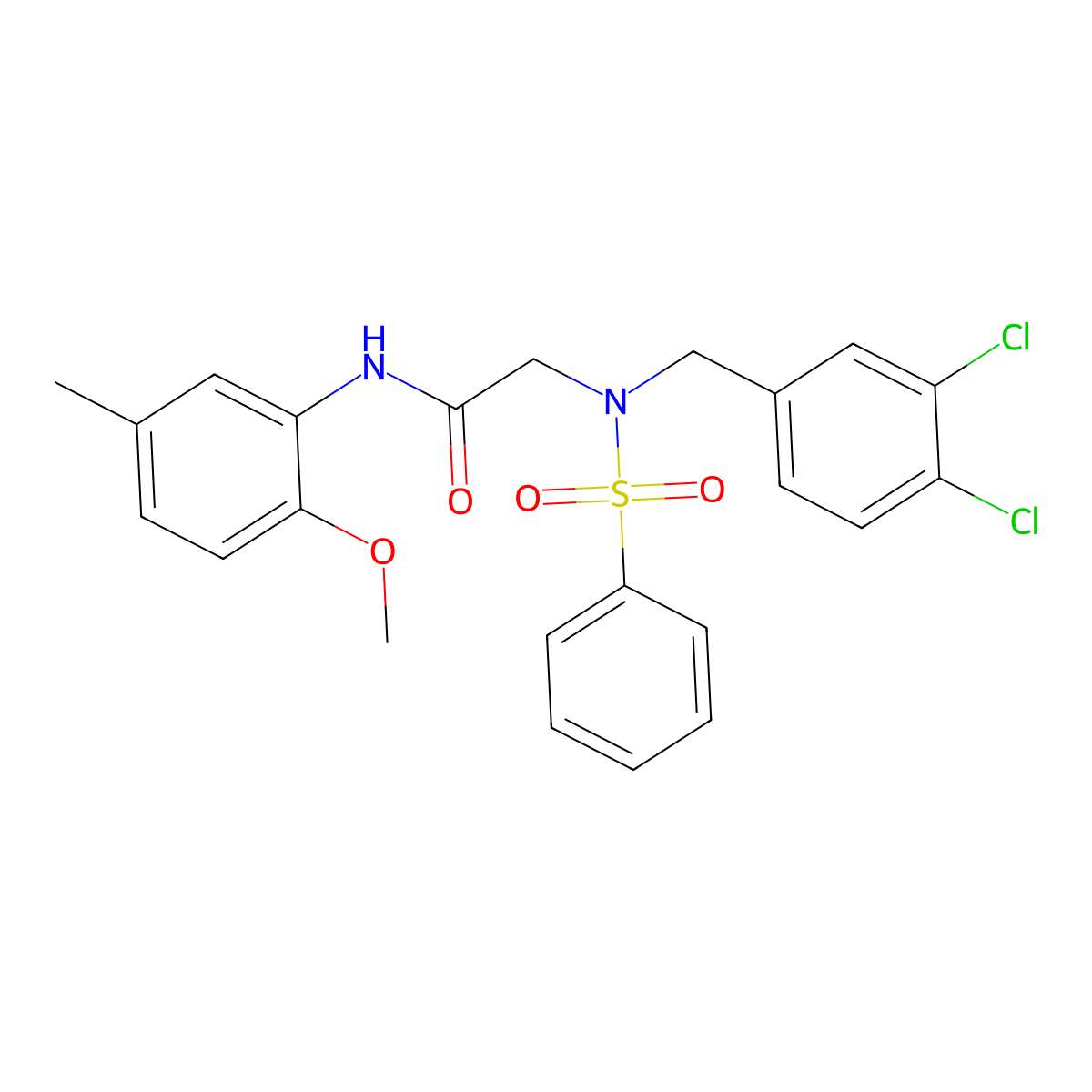 2-[benzenesulfonyl-[(3,4-dichlorophenyl)methyl]amino]-N-(2-methoxy-5-methylphenyl)acetamide molecular structure, CAS 434296-40-9