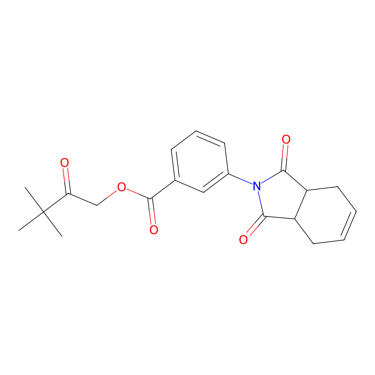 3,3-dimethyl-2-oxobutyl 3-(1,3-dioxo-1,3,3a,4,7,7a-hexahydro-2H-isoindol-2-yl)benzoate molecular structure, CAS 434296-44-3