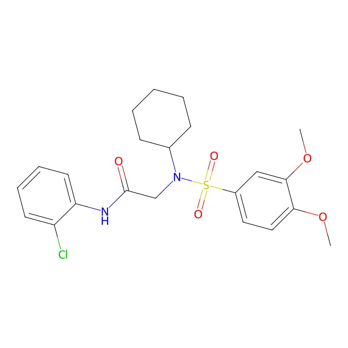 N-(2-chlorophenyl)-2-[cyclohexyl-(3,4-dimethoxyphenyl)sulfonylamino]acetamide molecular structure, CAS 434296-84-1