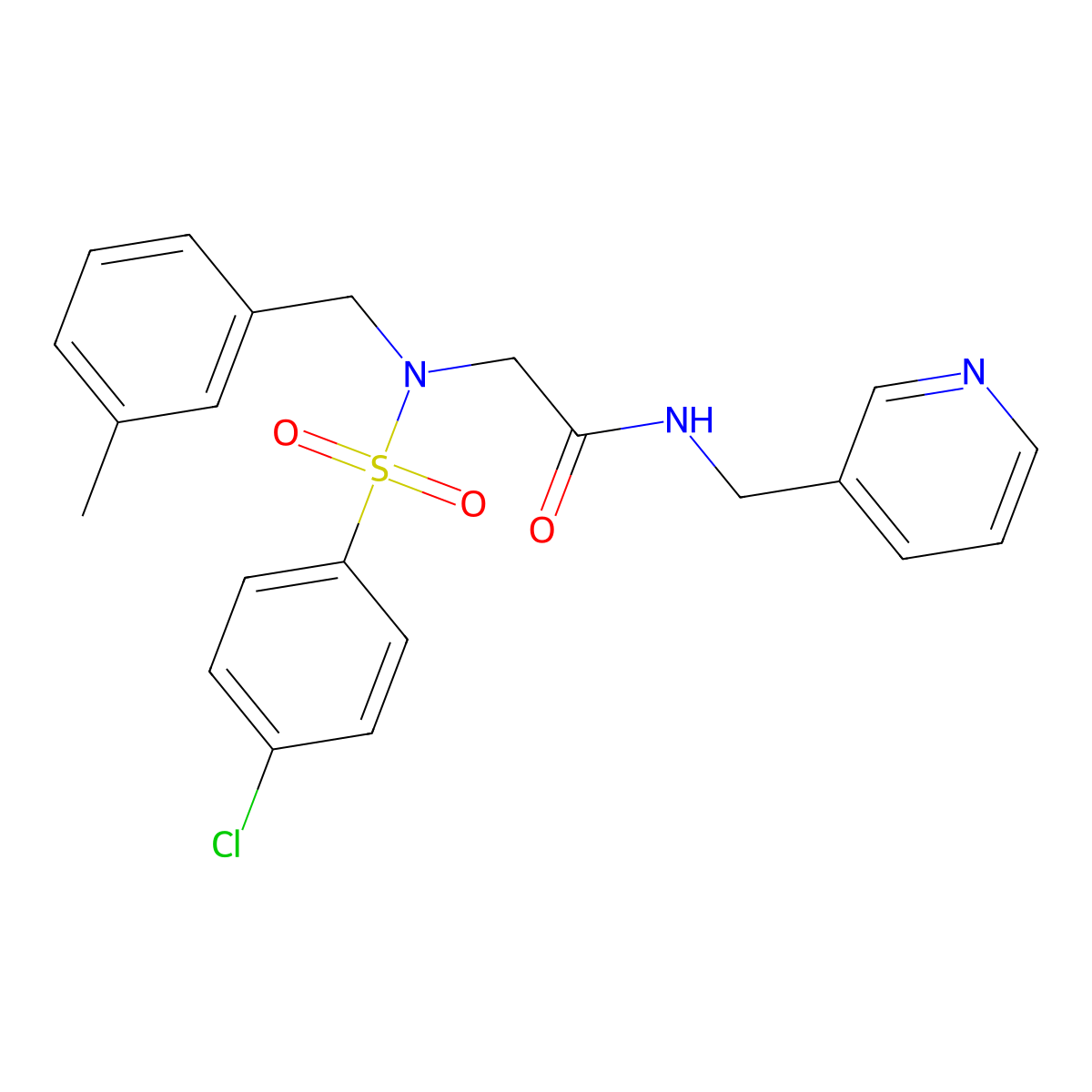 2-[(4-chlorophenyl)sulfonyl-[(3-methylphenyl)methyl]amino]-N-(pyridin-3-ylmethyl)acetamide molecular structure, CAS 434296-88-5