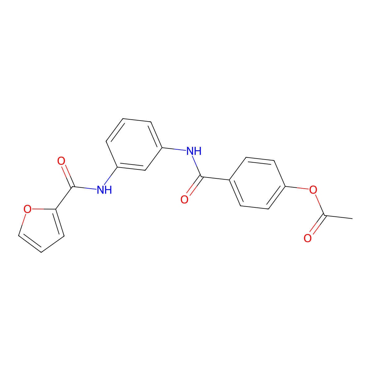 Acetic acid 4-{3-[(furan-2-carbonyl)-amino]-phenylcarbamoyl}-phenyl ester molecular structure, CAS 434296-92-1