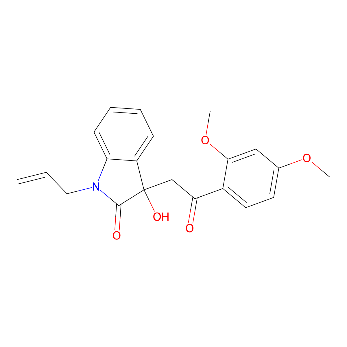 3-[2-(2,4-dimethoxyphenyl)-2-oxoethyl]-3-hydroxy-1-(prop-2-en-1-yl)-1,3-dihydro-2H-indol-2-one molecular structure, CAS 434297-04-8