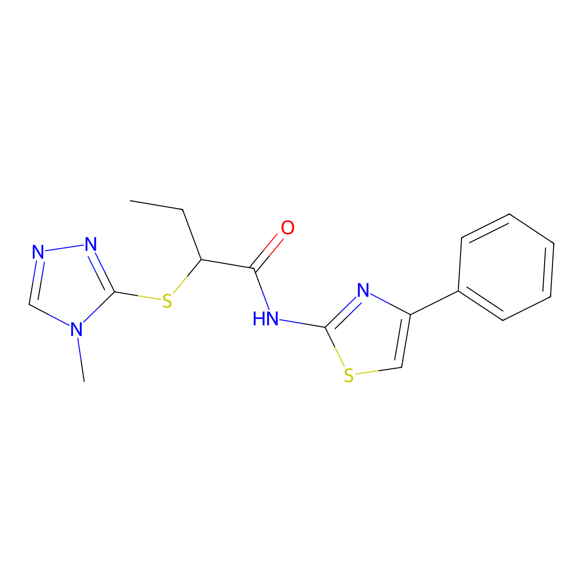 2-[(4-methyl-1,2,4-triazol-3-yl)sulfanyl]-N-(4-phenyl-1,3-thiazol-2-yl)butanamide molecular structure, CAS 434297-20-8