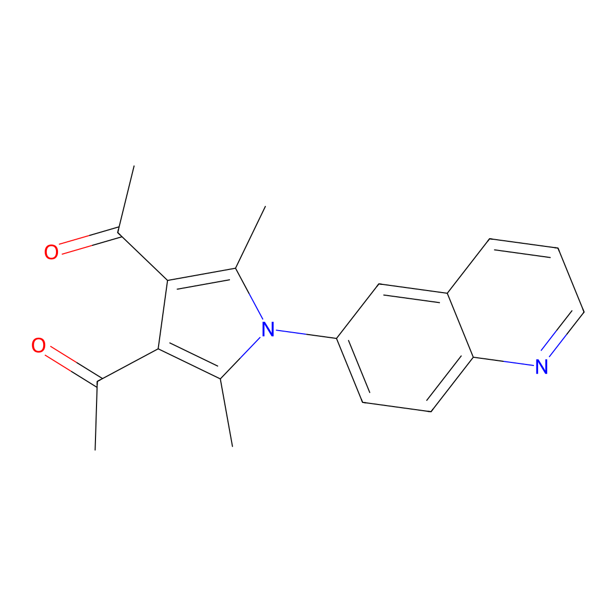 1-(4-Acetyl-2,5-dimethyl-1-quinolin-6-ylpyrrol-3-yl)ethanone molecular structure, CAS 434297-50-4