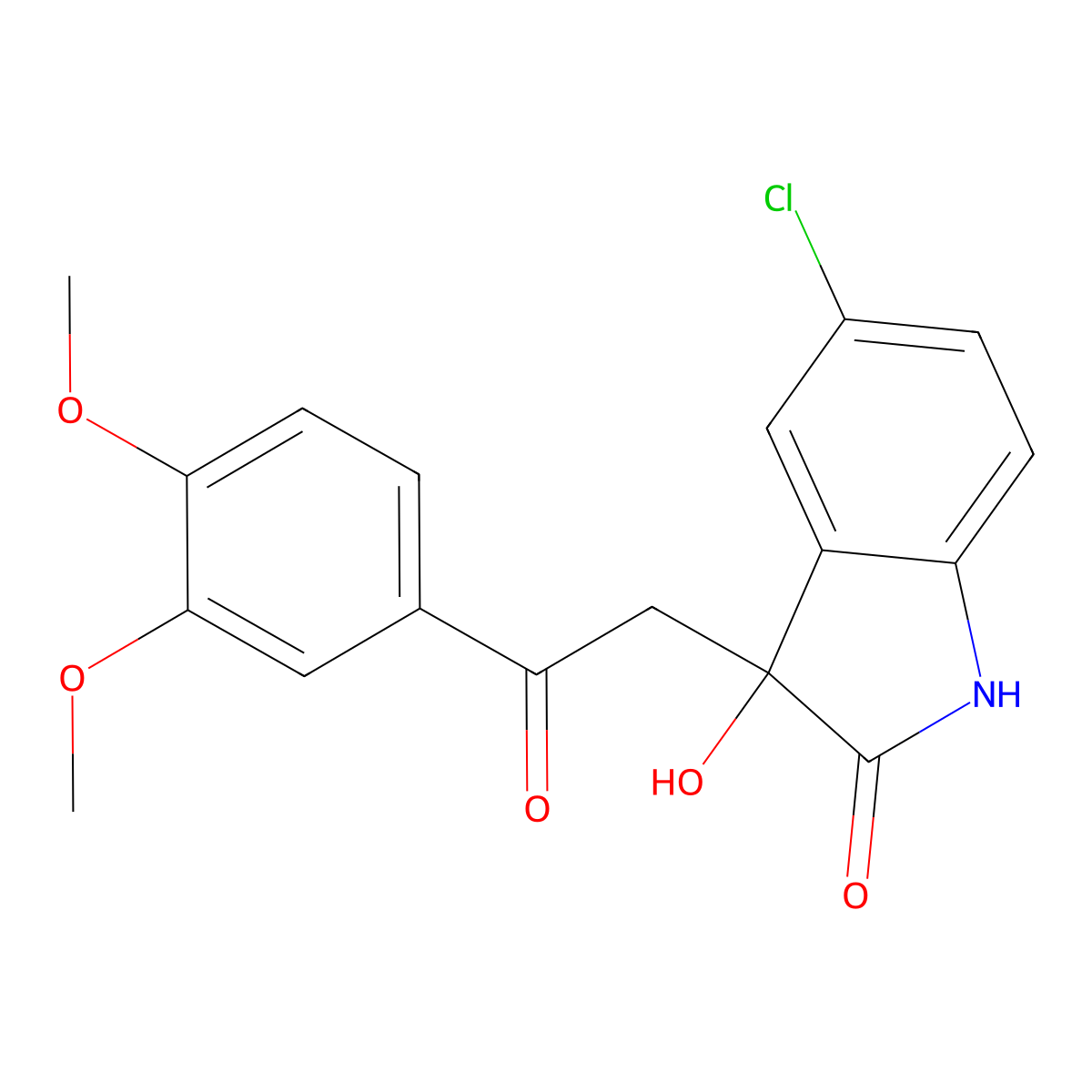 5-chloro-3-[2-(3,4-dimethoxyphenyl)-2-oxoethyl]-3-hydroxy-1,3-dihydro-2H-indol-2-one molecular structure, CAS 434297-65-1