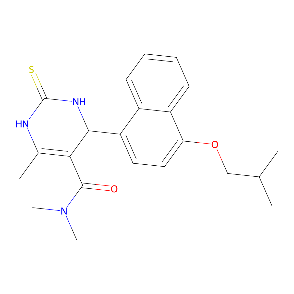 N,N,6-trimethyl-4-[4-(2-methylpropoxy)naphthalen-1-yl]-2-sulfanylidene-3,4-dihydro-1H-pyrimidine-5-carboxamide molecular structure, CAS 434297-80-0