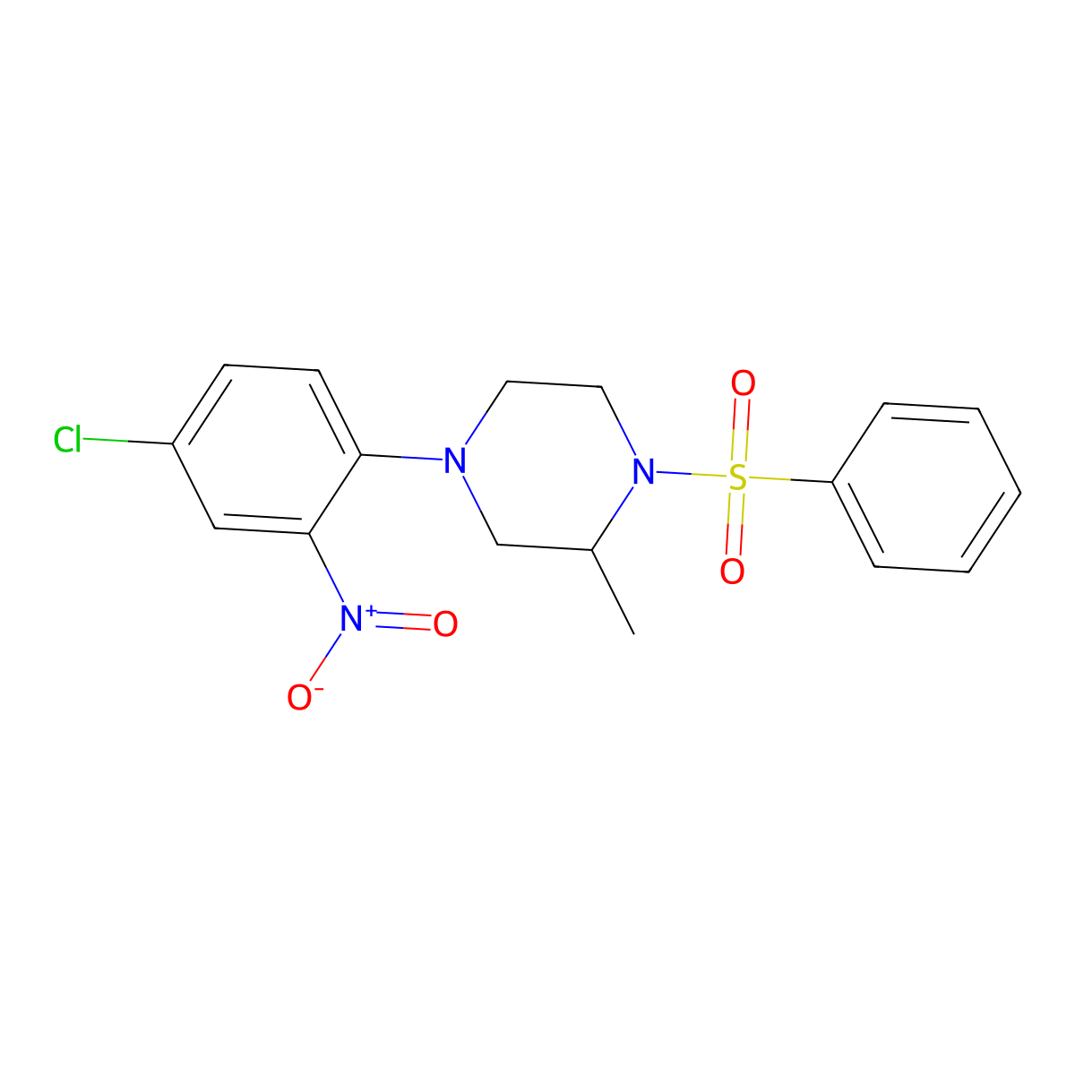 1-(Benzenesulfonyl)-4-(4-chloro-2-nitrophenyl)-2-methylpiperazine molecular structure, CAS 434298-01-8