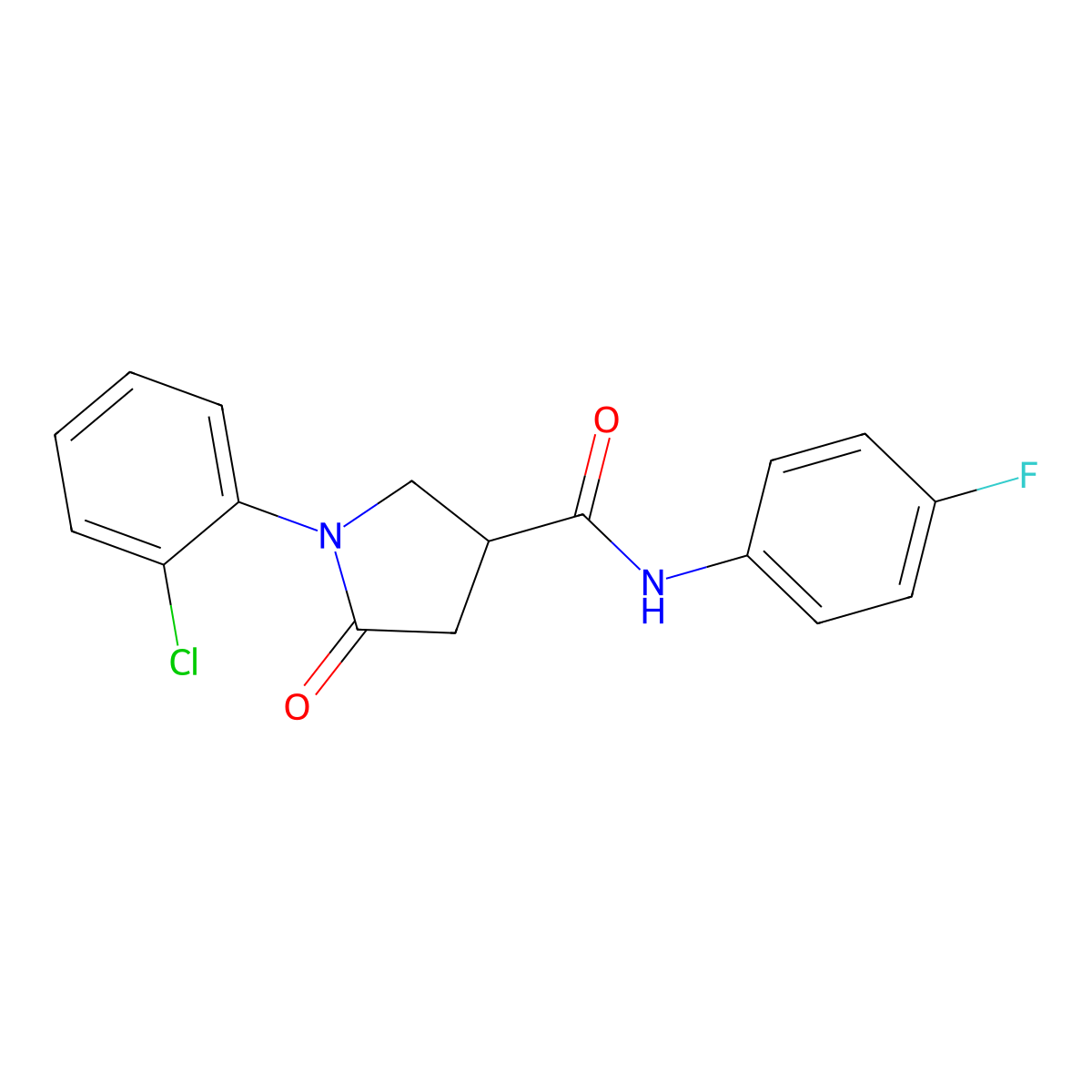 1-(2-chlorophenyl)-N-(4-fluorophenyl)-5-oxopyrrolidine-3-carboxamide molecular structure, CAS 434298-12-1