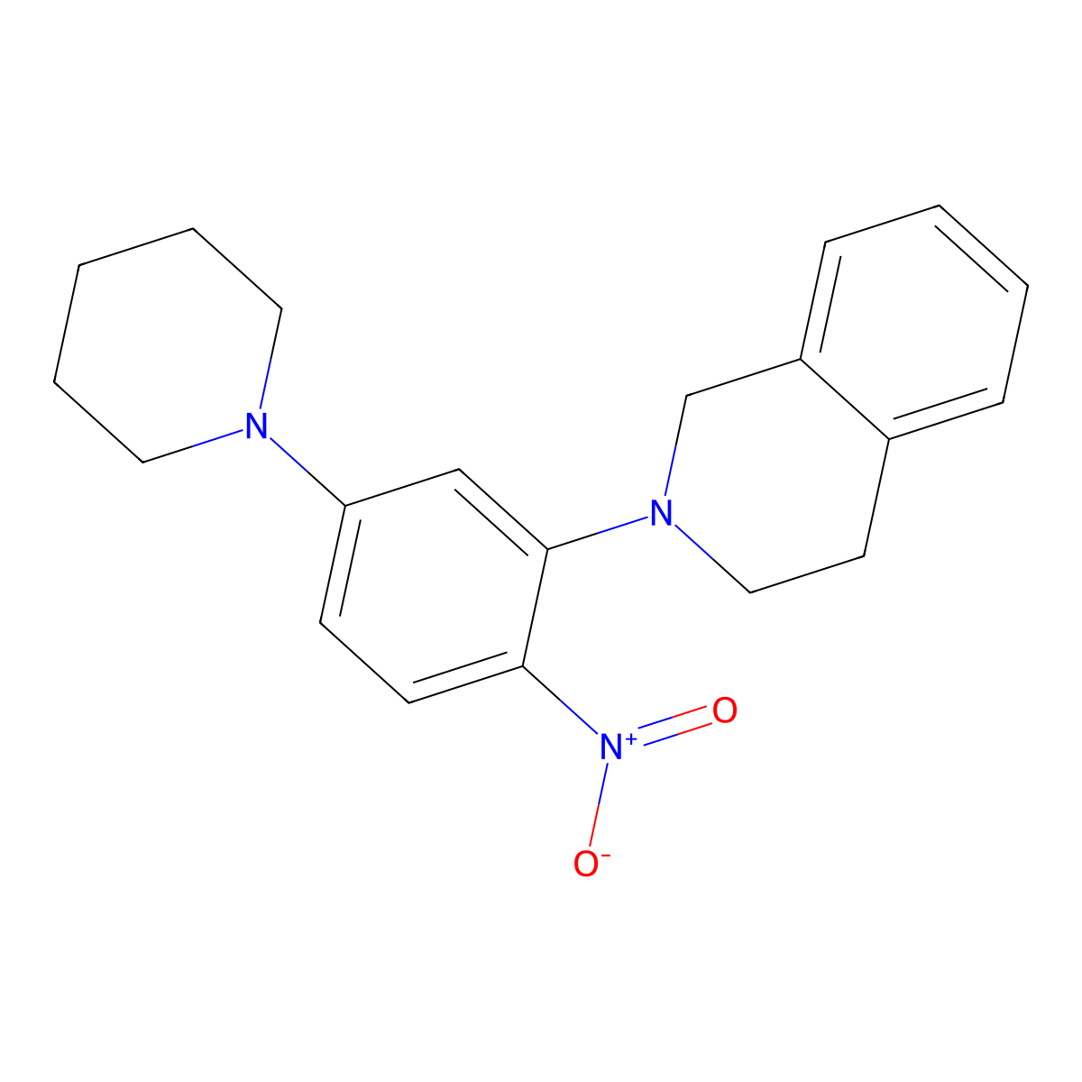 2-(2-nitro-5-piperidin-1-ylphenyl)-3,4-dihydro-1H-isoquinoline molecular structure, CAS 434298-26-7