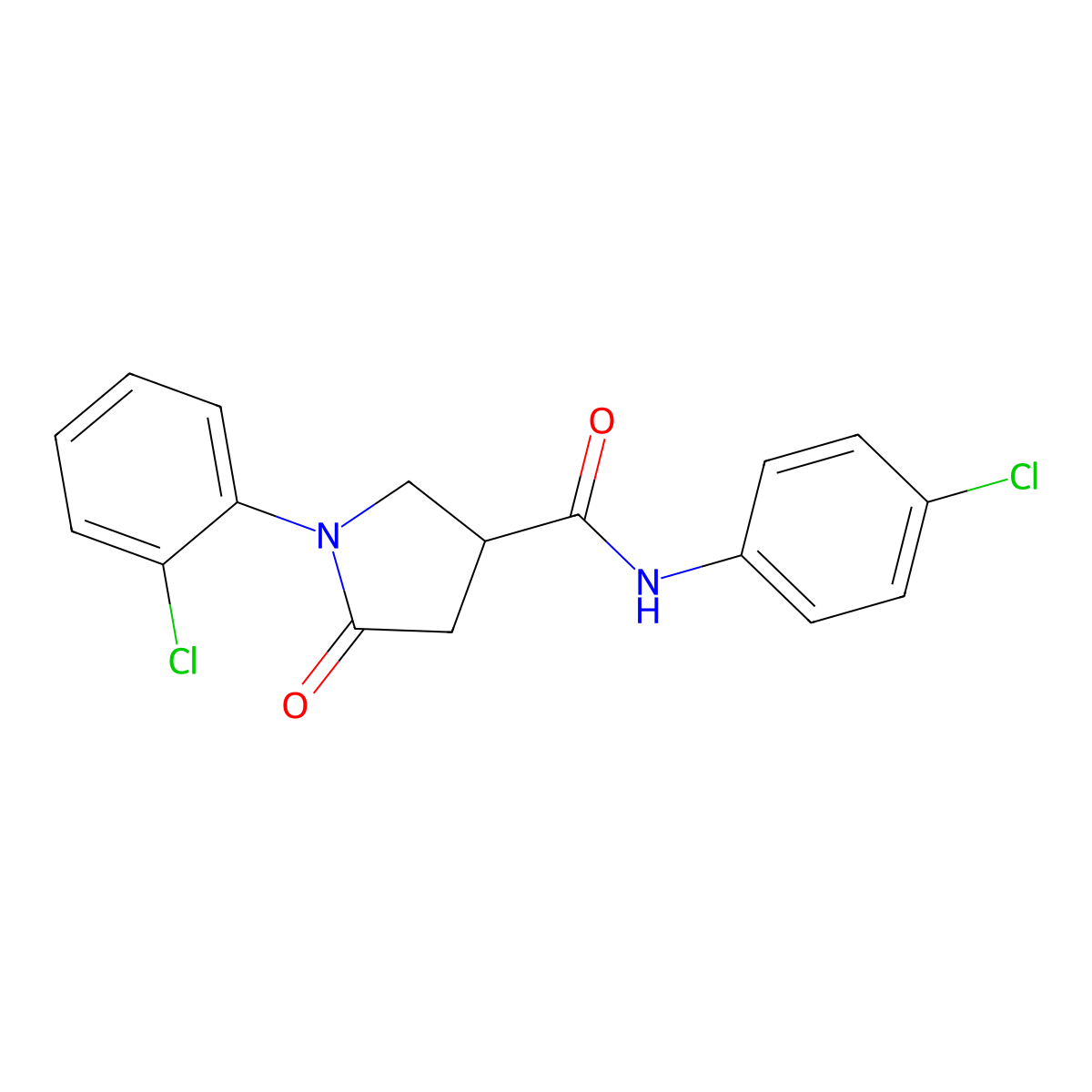 1-(2-chlorophenyl)-N-(4-chlorophenyl)-5-oxopyrrolidine-3-carboxamide molecular structure, CAS 434298-35-8