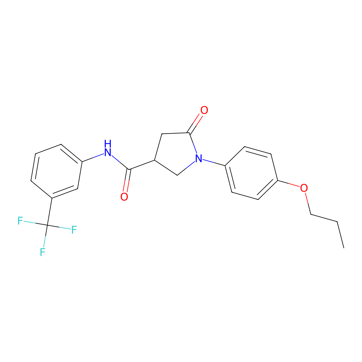 5-oxo-1-(4-propoxyphenyl)-N-[3-(trifluoromethyl)phenyl]pyrrolidine-3-carboxamide molecular structure, CAS 434298-44-9