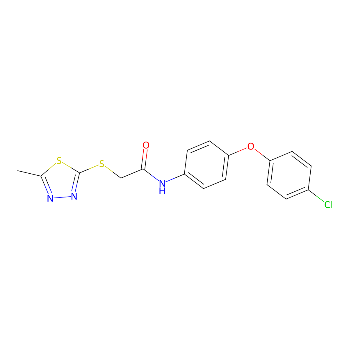 N-[4-(4-chlorophenoxy)phenyl]-2-[(5-methyl-1,3,4-thiadiazol-2-yl)sulfanyl]acetamide molecular structure, CAS 434298-68-7
