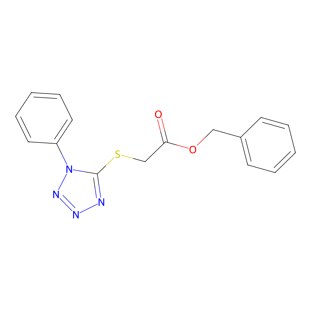 benzyl [(1-phenyl-1H-tetrazol-5-yl)sulfanyl]acetate molecular structure, CAS 434298-85-8