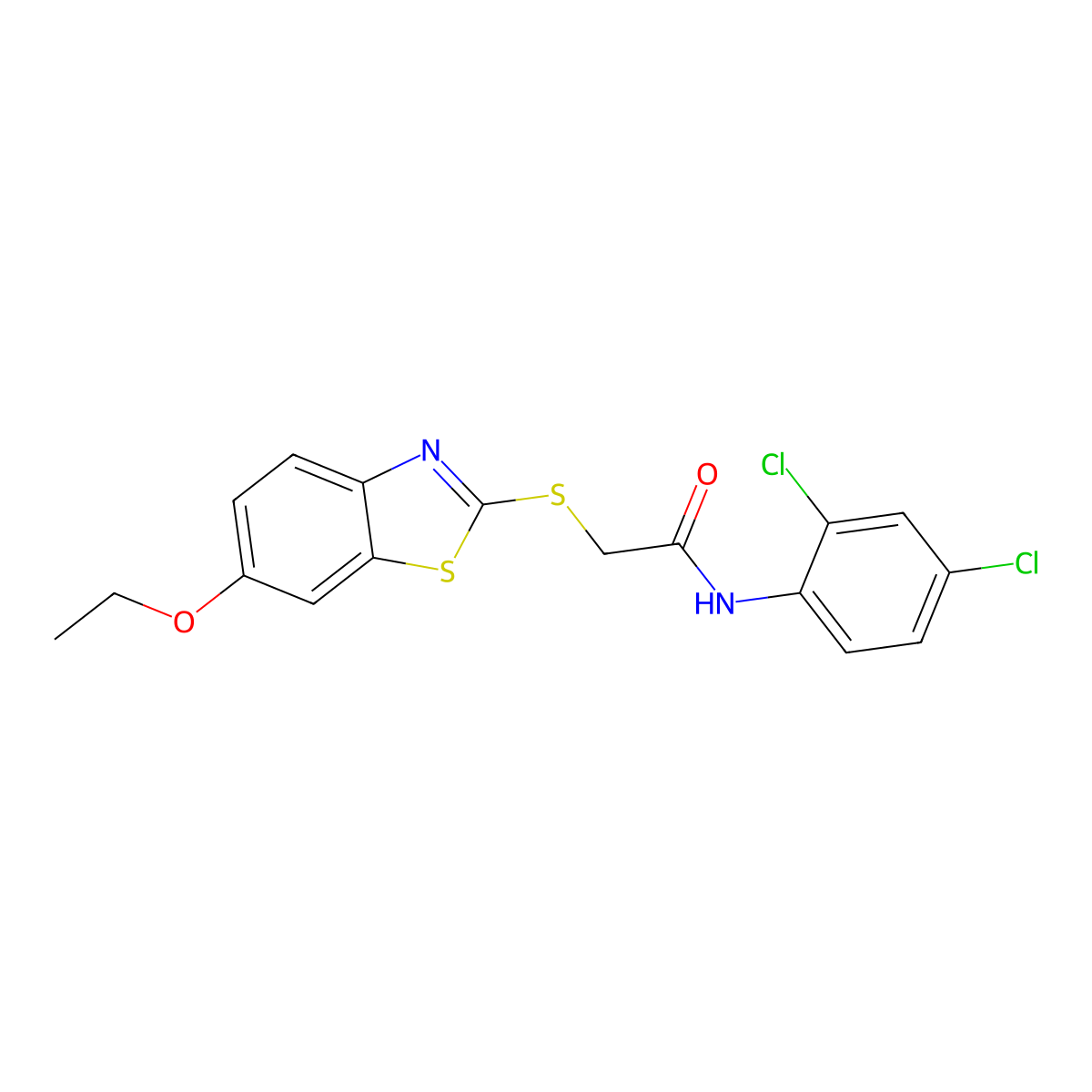 N-(2,4-dichlorophenyl)-2-[(6-ethoxy-1,3-benzothiazol-2-yl)sulfanyl]acetamide molecular structure, CAS 434298-88-1