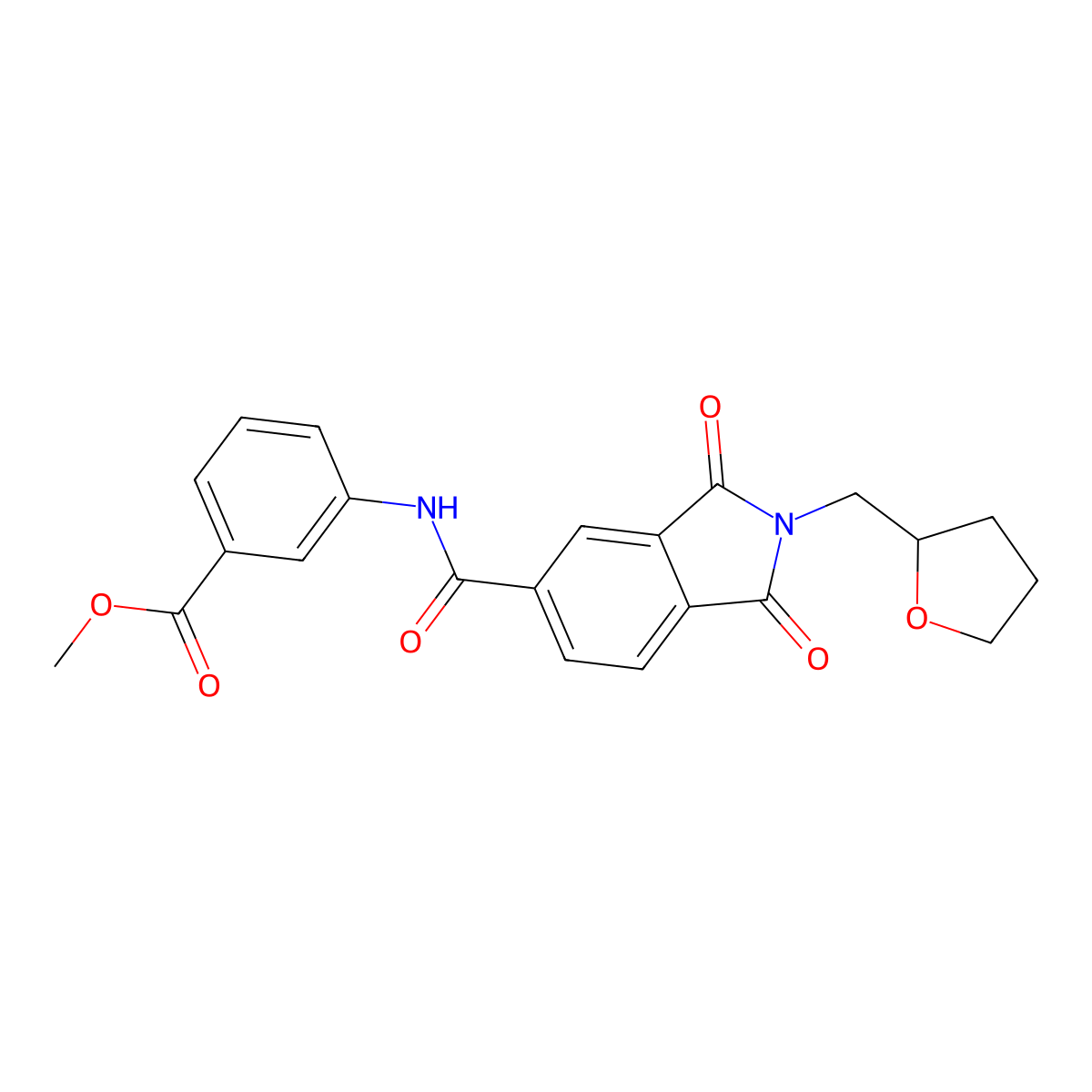 Methyl 3-[[1,3-dioxo-2-(oxolan-2-ylmethyl)isoindole-5-carbonyl]amino]benzoate molecular structure, CAS 434298-96-1