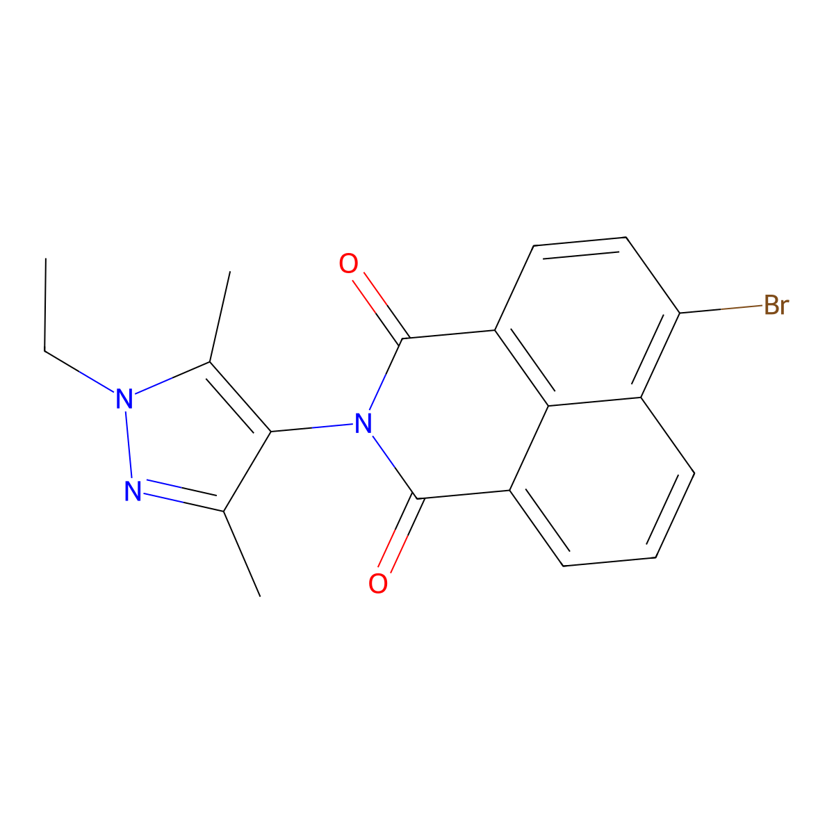 6-bromo-2-(1-ethyl-3,5-dimethyl-1H-pyrazol-4-yl)-1H-benzo[de]isoquinoline-1,3(2H)-dione molecular structure, CAS 434299-14-6