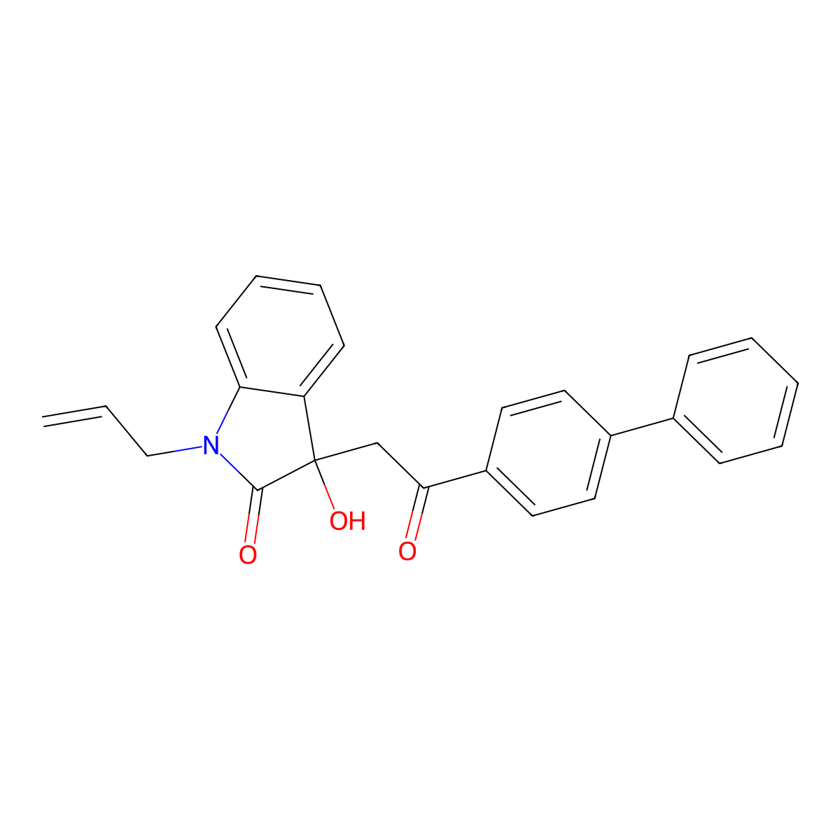 3-Hydroxy-3-[2-oxo-2-(4-phenylphenyl)ethyl]-1-prop-2-enylindol-2-one molecular structure, CAS 434299-31-7