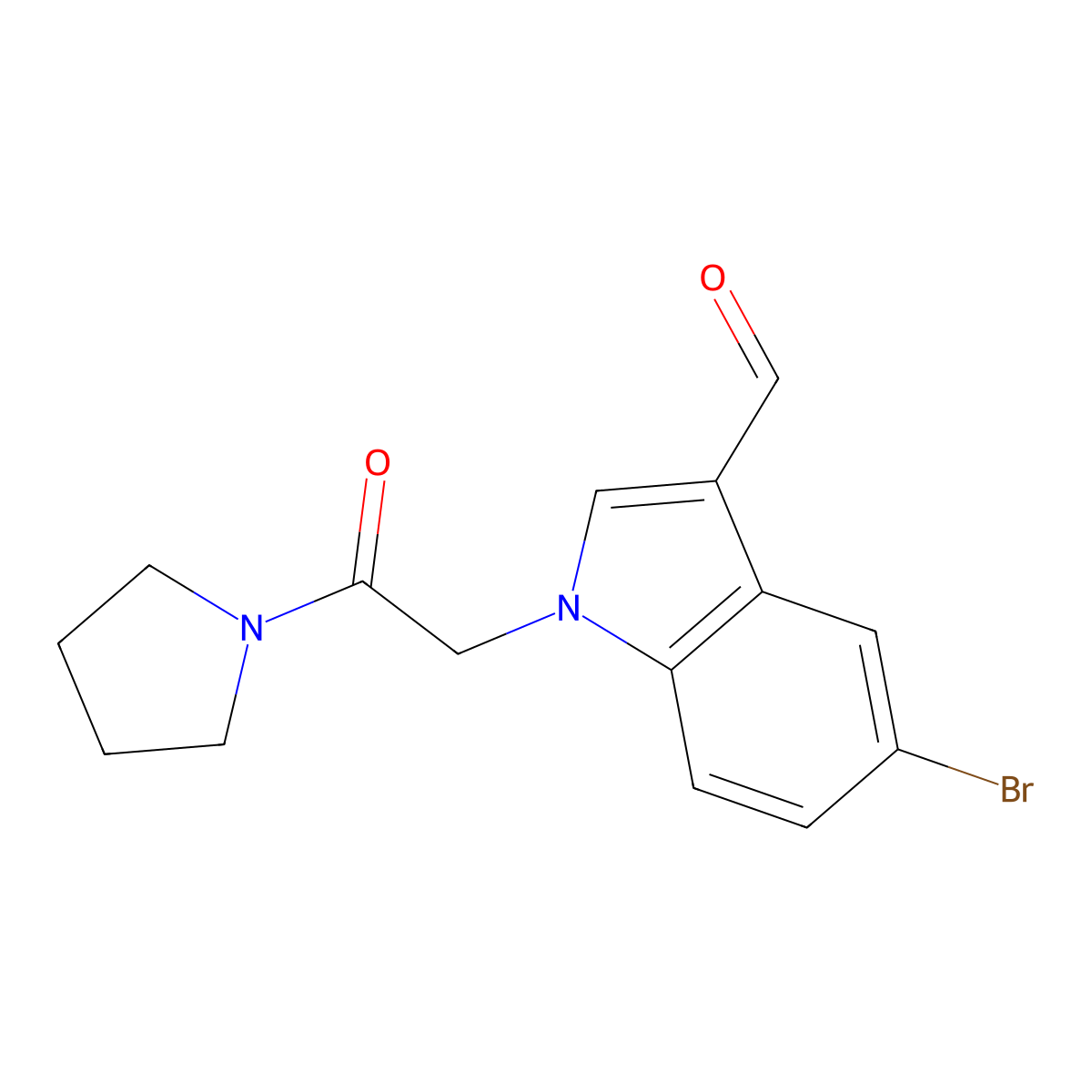 5-Bromo-1-(2-oxo-2-(pyrrolidin-1-yl)ethyl)-1H-indole-3-carbaldehyde molecular structure, CAS 434299-46-4
