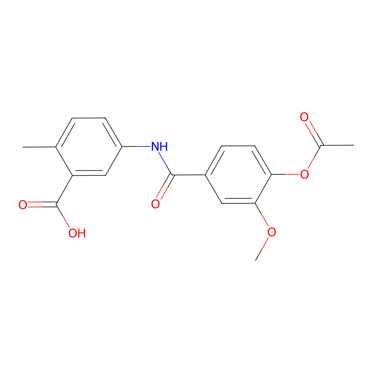 5-({[4-(Acetyloxy)-3-methoxyphenyl]carbonyl}amino)-2-methylbenzoic acid molecular structure, CAS 434299-55-5