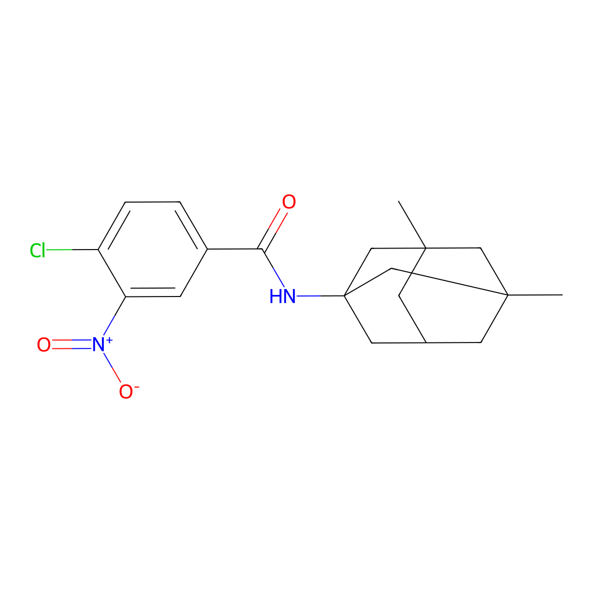 4-chloro-N-(3,5-dimethyl-1-adamantyl)-3-nitrobenzamide molecular structure, CAS 434299-70-4