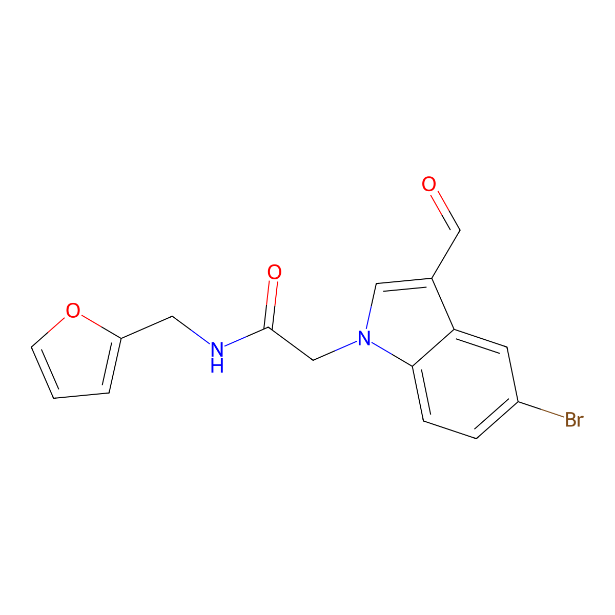 2-(5-bromo-3-formyl-1H-indol-1-yl)-N-(2-furylmethyl)acetamide molecular structure, CAS 434299-98-6
