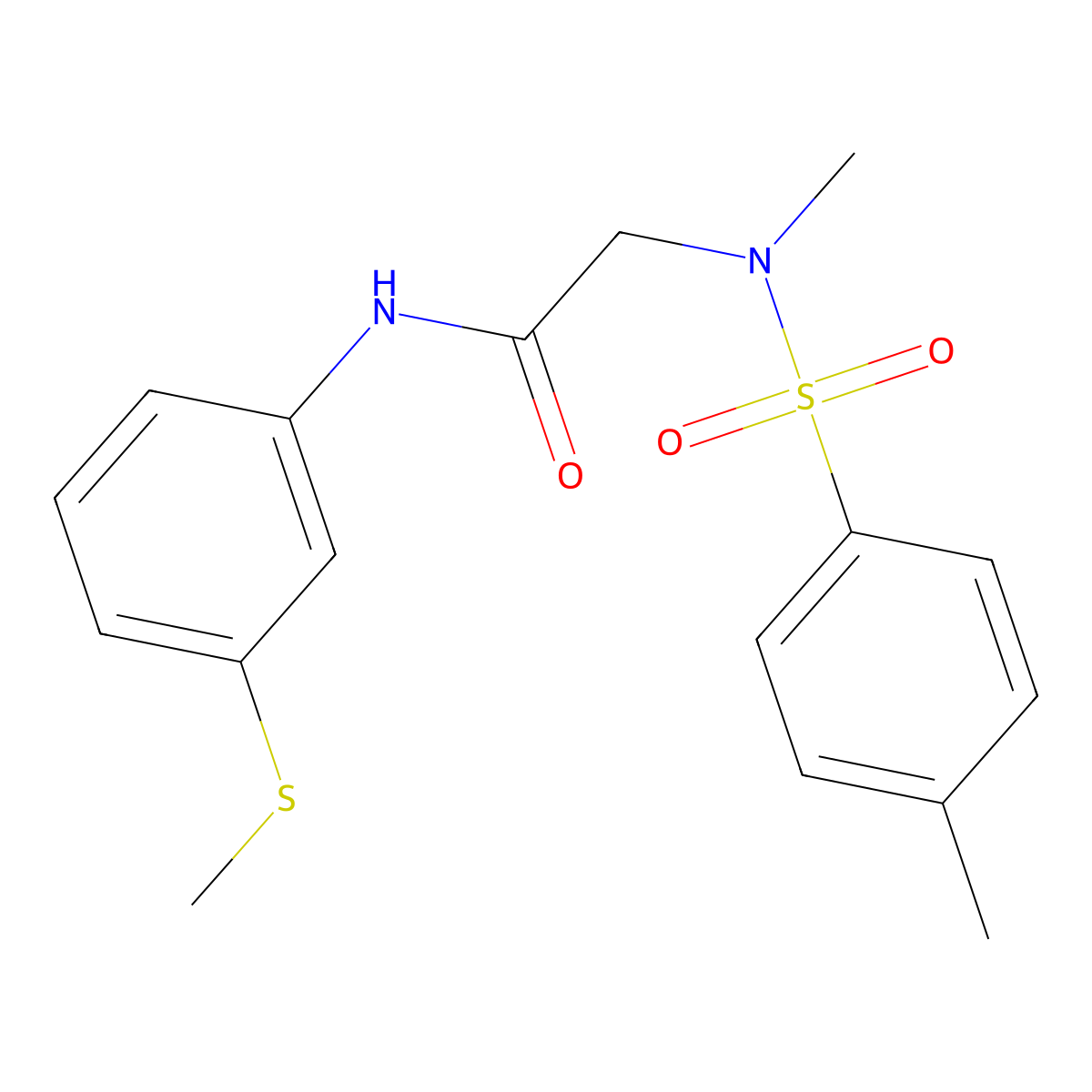 2-[methyl-(4-methylphenyl)sulfonylamino]-N-(3-methylsulfanylphenyl)acetamide molecular structure, CAS 434300-00-2