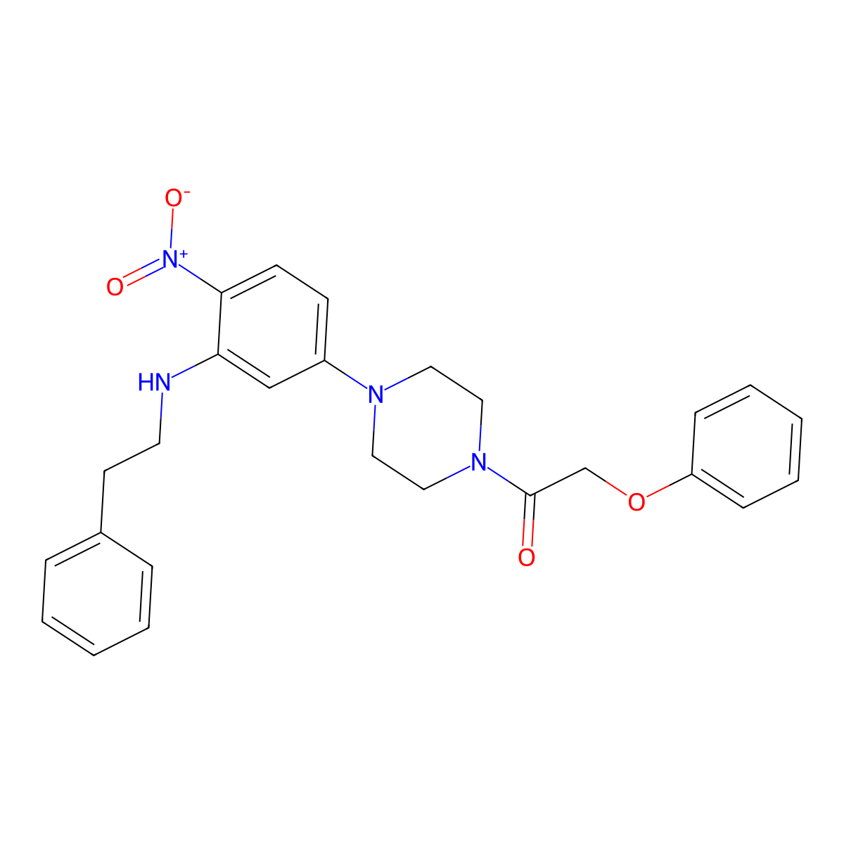 1-(4-{4-Nitro-3-[(2-phenylethyl)amino]phenyl}piperazin-1-yl)-2-phenoxyethanone molecular structure, CAS 434300-18-2