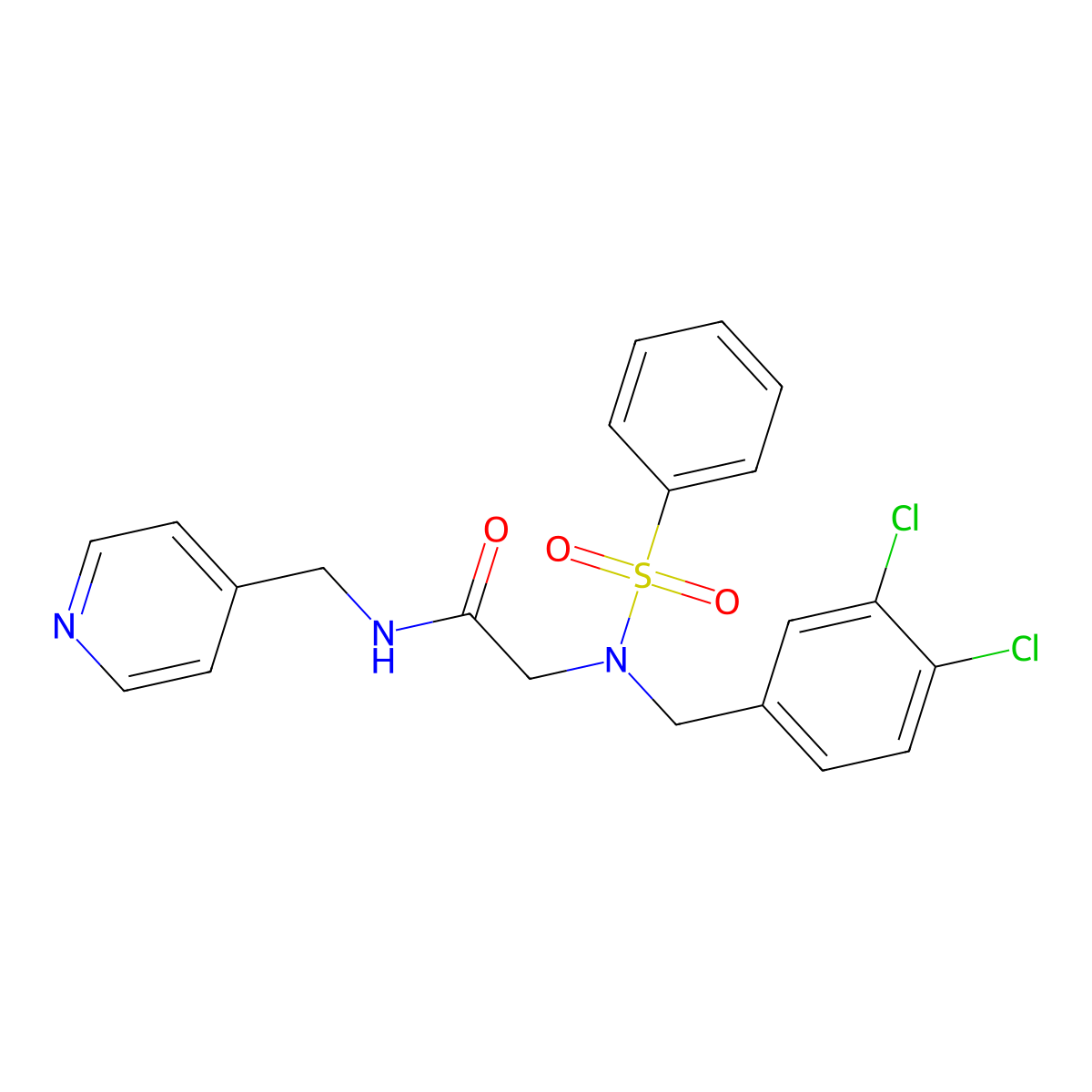 2-[benzenesulfonyl-[(3,4-dichlorophenyl)methyl]amino]-N-(pyridin-4-ylmethyl)acetamide molecular structure, CAS 434300-27-3