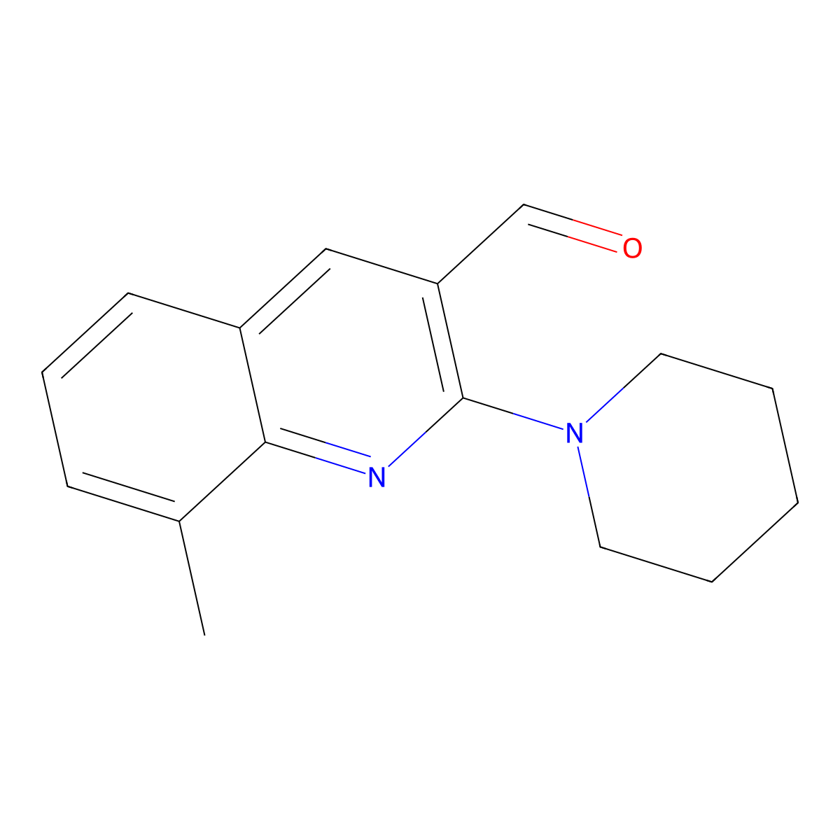 8-Methyl-2-(1-piperidinyl)-3-quinolinecarbaldehyde molecular structure, CAS 434301-61-8
